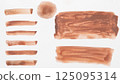 Set of watercolor brushstroke in the 2025 color of the year Mocha Mousse. Hand drawn textured template with elegant warm brown tone. Perfect for creating trendy graphic resource 125095314