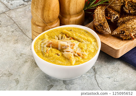 Corn cream soup with crab Corn cream soup with crab 125095652