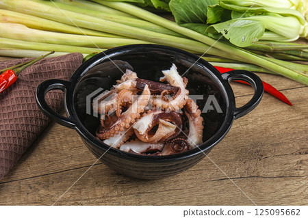 Grilled octopus tentacle sliced appetizer 125095662