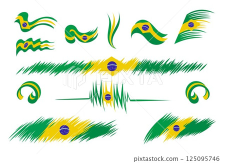 Vector elements set brazil flag icon. Flat style Vector elements set brazil flag icon. Flat style 125095746