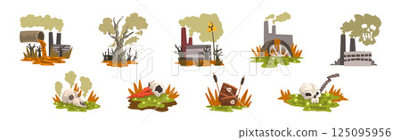 Environmental Pollution with Toxic Nuclear Waste Vector Set Environmental Pollution with Toxic Nuclear Waste Vector Set 125095956