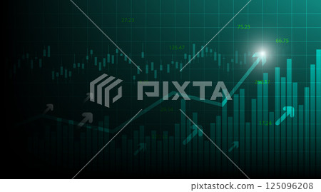 Stock market or forex trading graph and candlestick chart suitable for financial investment concept. Economy trends background for business idea and abstract finance background. Vector illustration. Stock market or forex trading graph and candlestick chart suitable for financial investment concept. Economy trends background for business idea and abstract finance background. Vector illustration. 125096208