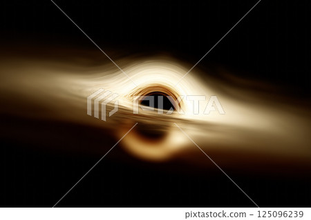 Artistic composition of a black hole distorting the structure of space-time Artistic composition of a black hole distorting the structure of space-time 125096239