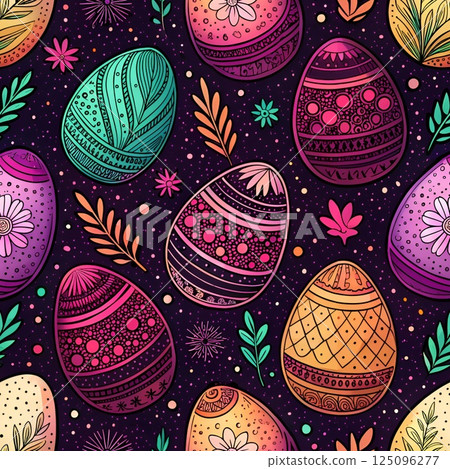 Easter floral seamless pattern with vintage and retro design 125096277