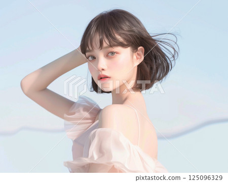 Image of young woman's UV care 125096329