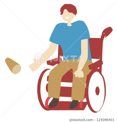 Illustration of a man in a wheelchair playing a new sport originating in Finland Illustration of a man in a wheelchair playing a new sport originating in Finland 125096401