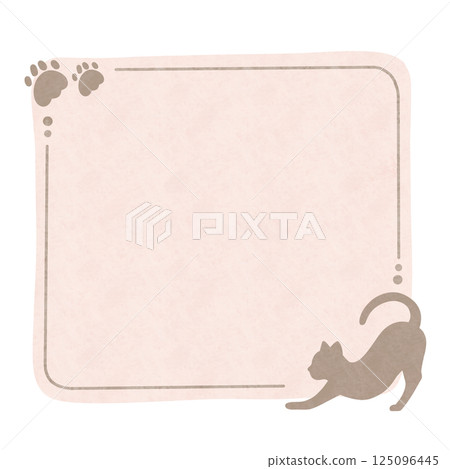 Stretching cat square frame pink Stretching cat square frame pink 125096445
