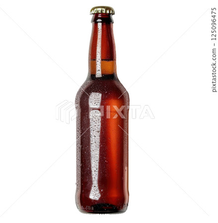 Chilled Brown Beer Bottle Isolated 125096475