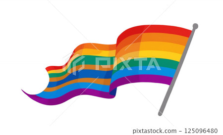 Waving rainbow LGBT flag isolated on png or transparent background, Symbol of LGBT gay pride,vector illustration 125096480