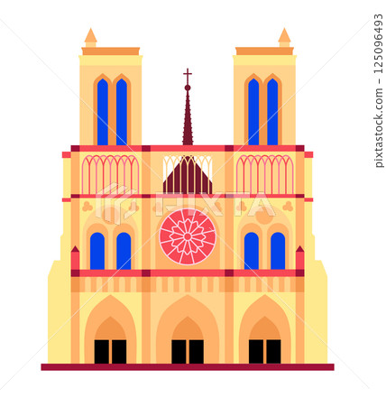 Notre-Dame de Paris - colorful flat design style object 125096493