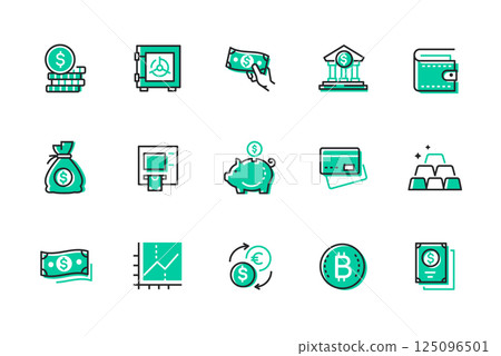 Economics and finance - set of line design style icons Economics and finance - set of line design style icons 125096501