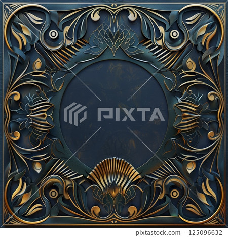 Luxury frame invitation card background. Art deco style 125096632