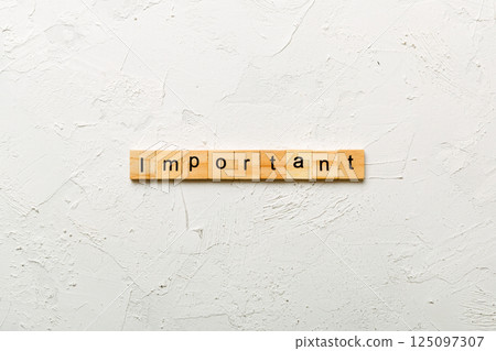important word written on wood block. important text on cement table for your desing, concept important word written on wood block. important text on cement table for your desing, concept 125097307