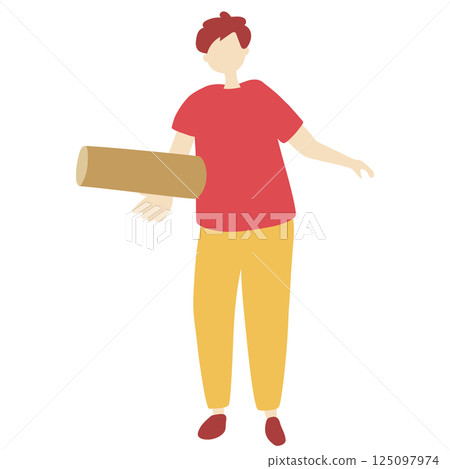Illustration of a person throwing a wooden stick Illustration of a person throwing a wooden stick 125097974