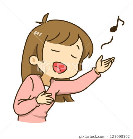 A woman singing enthusiastically A woman singing enthusiastically 125098502