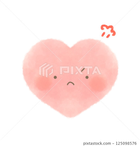Cute red heart with cute face illustration 125098576