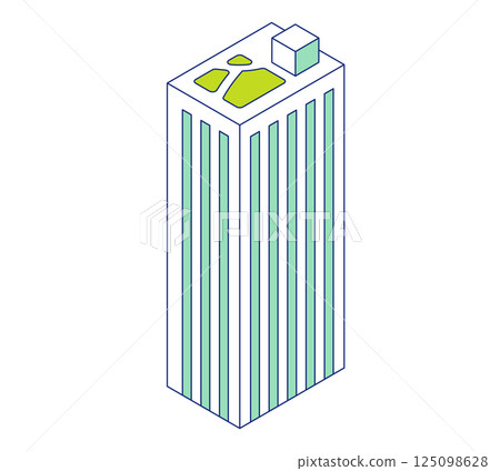 Simple building isometric illustration. High-rise apartment building icon. 125098628