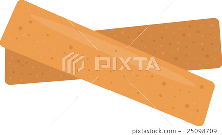 Crisp, golden brown wafers overlapping each other on a dark backdrop. They look light and appetizing. 125098709