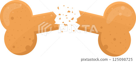 A broken bone snack is seen against a black backdrop, symbolizing fragility, vulnerability, or destruction. A broken bone snack is seen against a black backdrop, symbolizing fragility, vulnerability, or destruction. 125098725