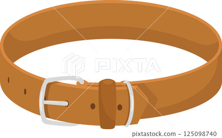 A light brown belt with a silver buckle. The belt is made of material with a series of holes. 125098740