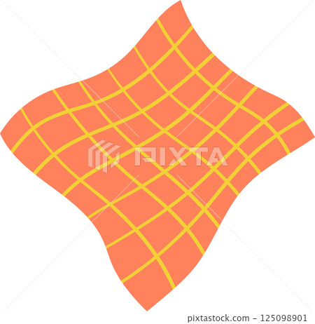 Geometric Surface: Curvy, abstract form featuring a peach base color with wavy gold lines, minimal design. 125098901