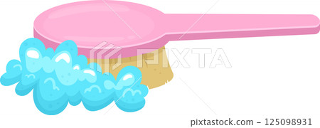 A whimsical pink brush with bubbly blue foam, perfect for a fun and clean imaginary bath time. A whimsical pink brush with bubbly blue foam, perfect for a fun and clean imaginary bath time. 125098931