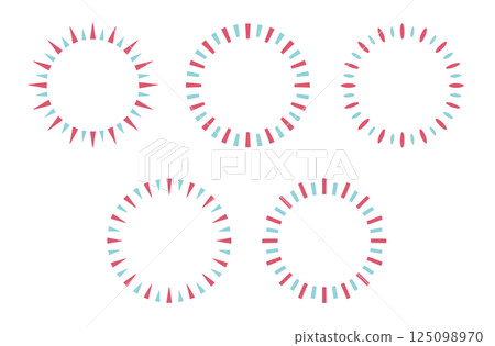 Hand-drawn manga-style speech bubbles (color): circle, flash, red x light blue 125098970