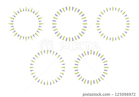 Hand-drawn manga-style speech bubble (color): circle, flash, yellow-green x purple Hand-drawn manga-style speech bubble (color): circle, flash, yellow-green x purple 125098972