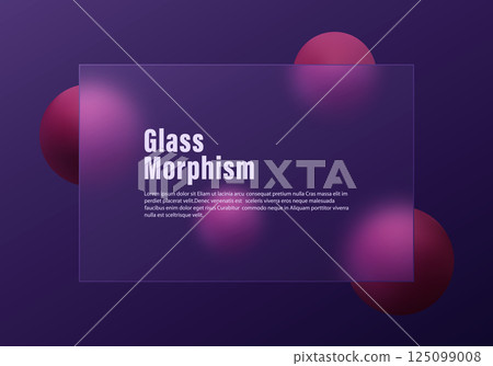 Glass morphism Background with Purple Gradient and Red Spheres 125099008