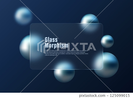 Glass morphism Background with Dark Blue Gradient and Metallic Spheres Glass morphism Background with Dark Blue Gradient and Metallic Spheres 125099015