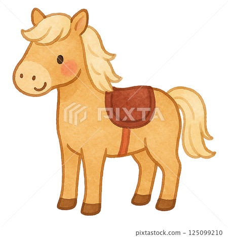 可愛的馬角色插圖（水彩風格，適合騎馬） 125099210