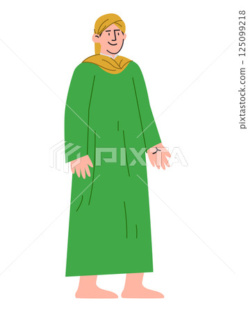 Sunan Muria wearing green thobe and yellow turban Islam scholar ancient religion traditional teacher historic wali songo Islamic figure drawing illustration Sunan Muria wearing green thobe and yellow turban Islam scholar ancient religion traditional teacher historic wali songo Islamic figure drawing illustration 125099218
