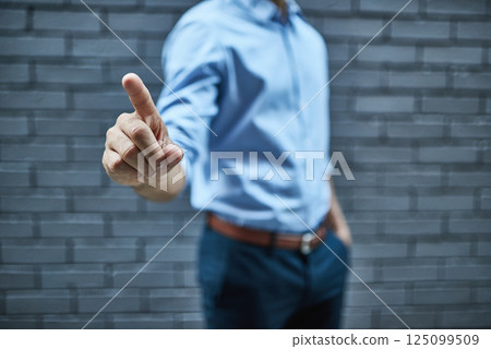 Closeup businessman hands click on virtual connection to user interface, login and password for network system, digital future and innovation in city. Man hands press invisible technology information Closeup businessman hands click on virtual connection to user interface, login and password for network system, digital future and innovation in city. Man hands press invisible technology information 125099509