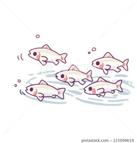 Deformation, illustration of a flock of killifish, no background, icon, material 125099619