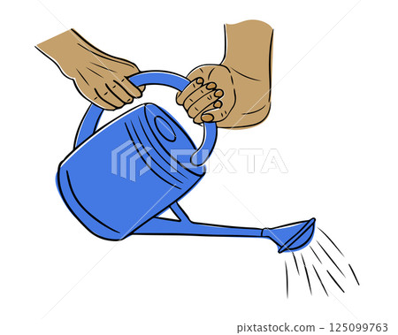 Two hands holding and pouring water 125099763