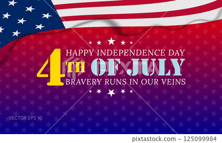 Patriotic 4th of July Celebration with Stars and Flag 125099984