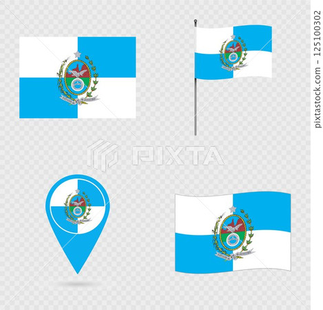 Rio de Janeiro Flag Set, State of Brazil. 125100302