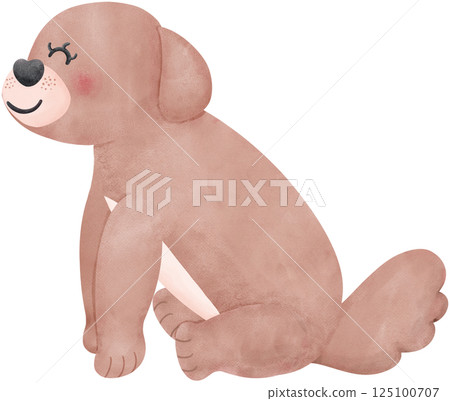 Shih Tzu Dog smiling Cartoon Set in watercolor style with Different Poses and Expressions 125100707