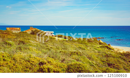 Caravan on beach by Punta Mala, Alcaidesa Spain 125100910