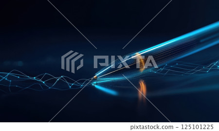 Innovative concept of futuristic digital technology with stylized blue pen and glowing lines. Trading world chart schedule Innovative concept of futuristic digital technology with stylized blue pen and glowing lines. Trading world chart schedule 125101225