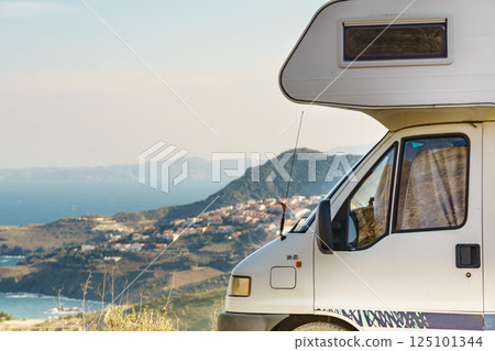 Caravan on coast in France 125101344