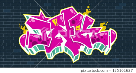 Trendy Urban Hip Hop Abstract Word Ink Graffiti Style Font Lettering Vector Illustration Template 125101627
