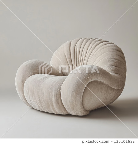 Mushroom-shaped Chair with Cream Velvet Texture 125101652