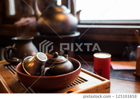 Take a break at a Chinese tea cafe in Taiwan Take a break at a Chinese tea cafe in Taiwan 125101658