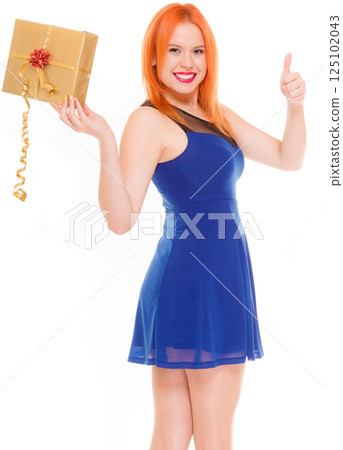 holidays love happiness concept - girl with gift box holidays love happiness concept - girl with gift box 125102043