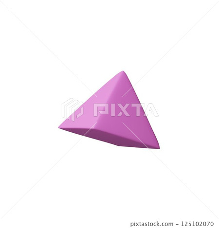 Geometric 3D triangle pyramid shape plastic cartoon style vector icon, basic voluminous geometry figure for education 125102070