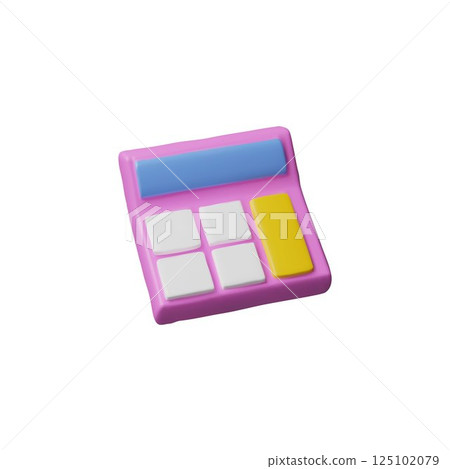 Calculator 3D vector icon, math school education device for mathematical calculations electronic supply, with buttons 125102079