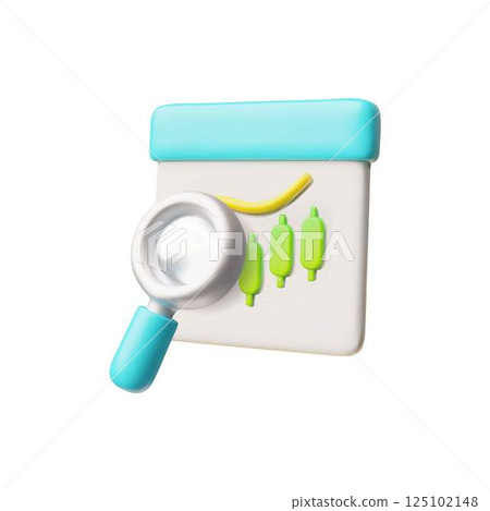 3d vector line graph with magnifying glass. Search and analysis. 3d vector line graph with magnifying glass. Search and analysis. 125102148