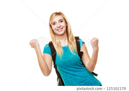 School girl celebrating success School girl celebrating success 125102170