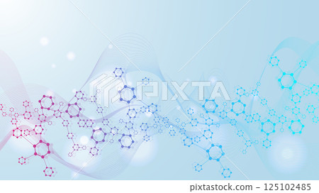 Molecular structure DNA, atom, neurons. Science concept for your design. Connected lines with dots. Medical, technology, chemistry, science background. Vector illustration 125102485